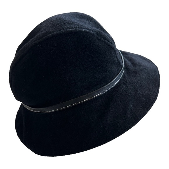 Coach Women’s Leather Trim Wool Fedora in Black S main image 2